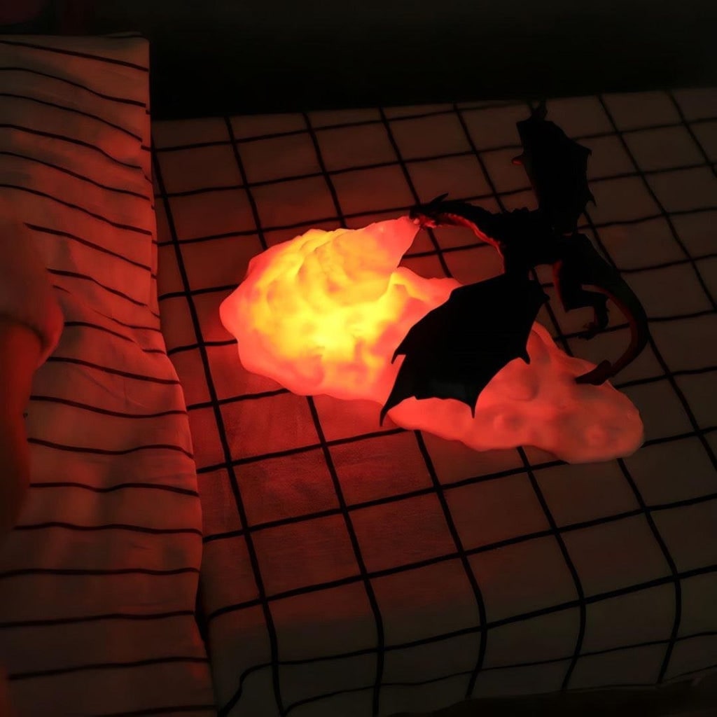 Lampe dragon LED à base nuage et effet de feu