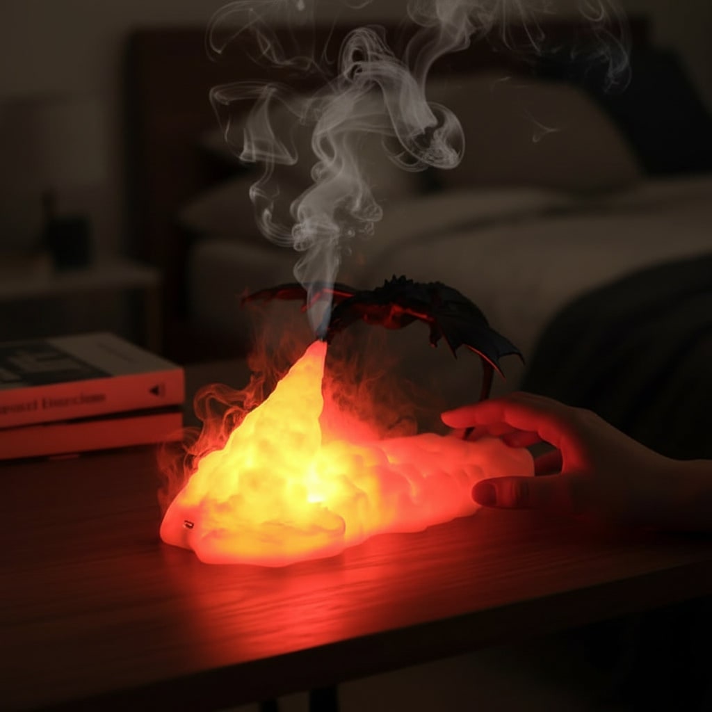 Veilleuse dragon rechargeable USB à effet flamme LED