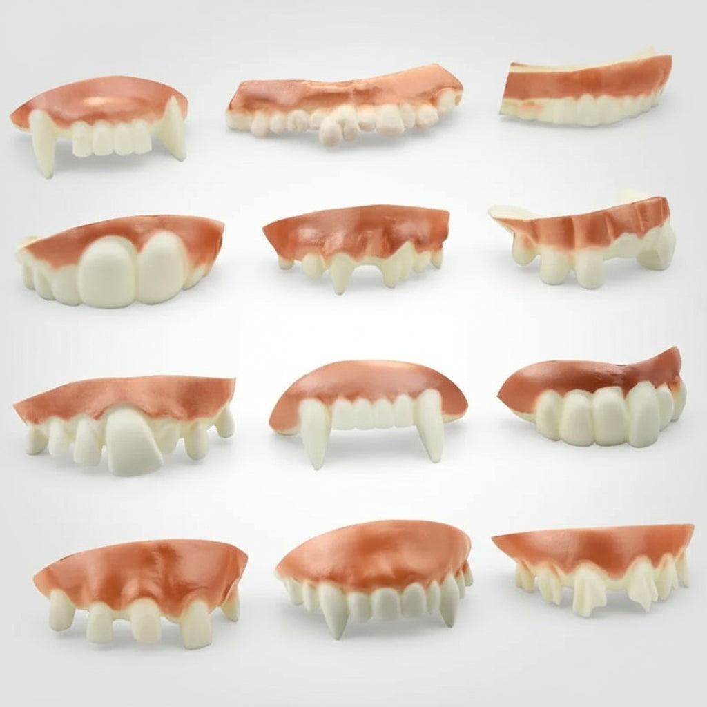 Fausses dents de déguisement en caoutchouc, plusieurs modèles