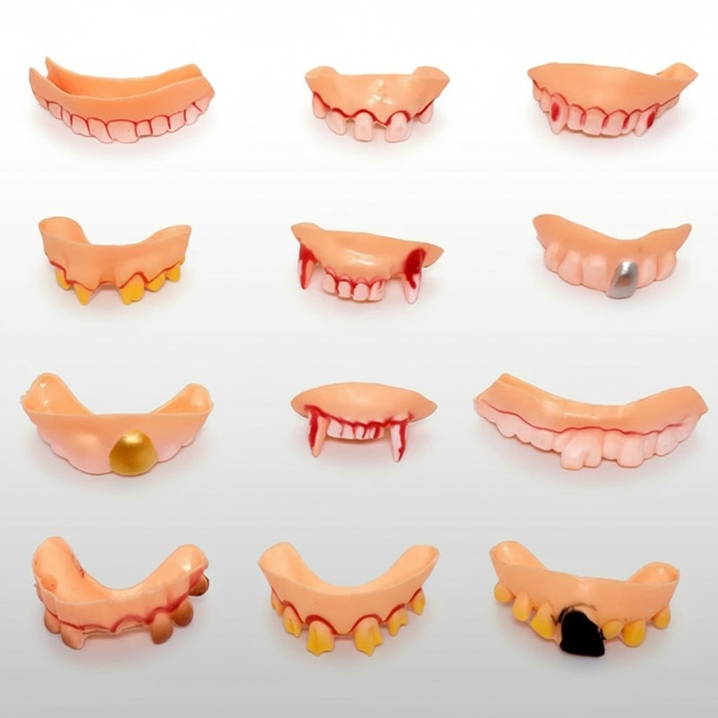 Fausses dents de déguisement en caoutchouc, plusieurs modèles