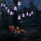 Décoration lumineuse fantôme avec chapeau et guirlande LED