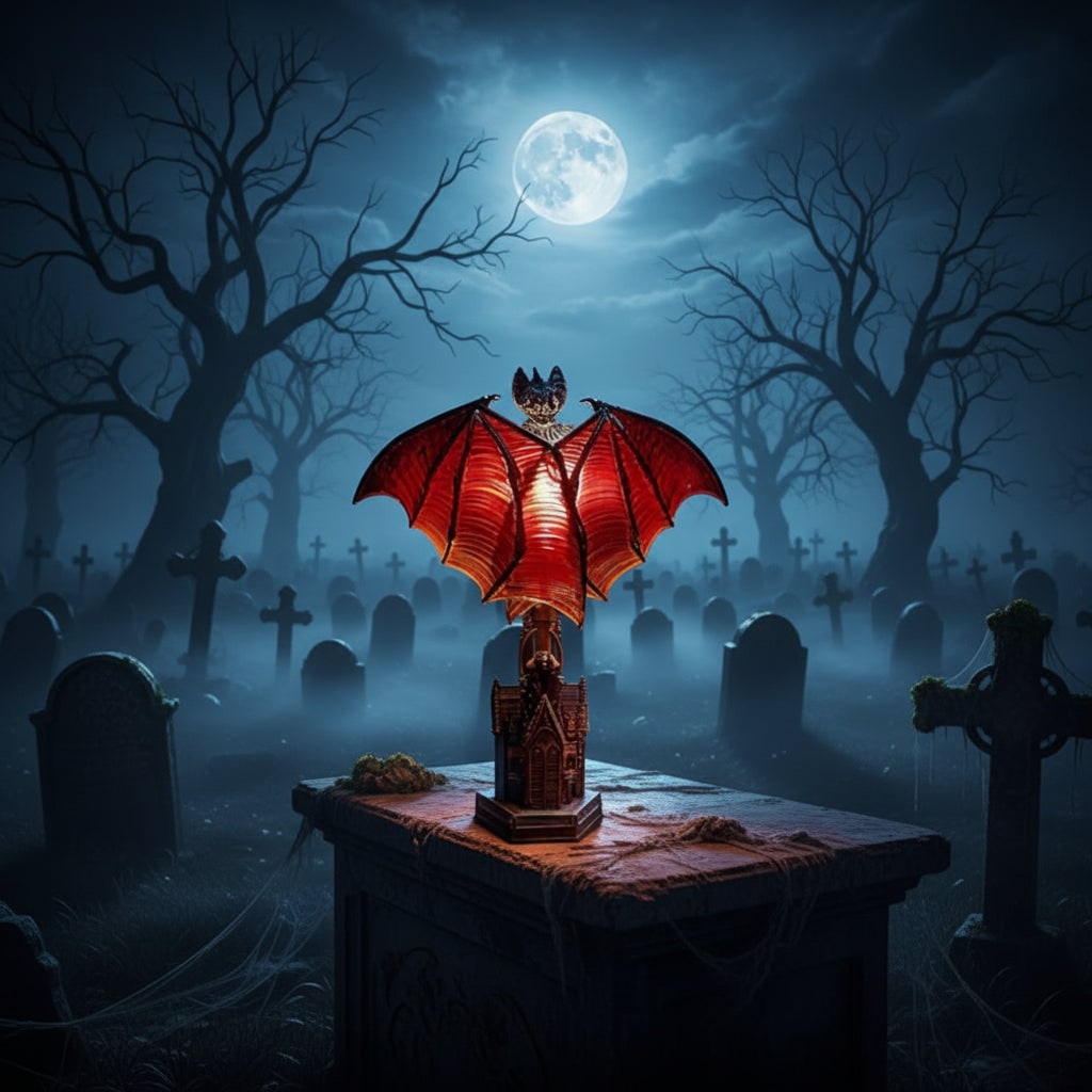 Lampe LED chauve-souris à piles et ailes rouges