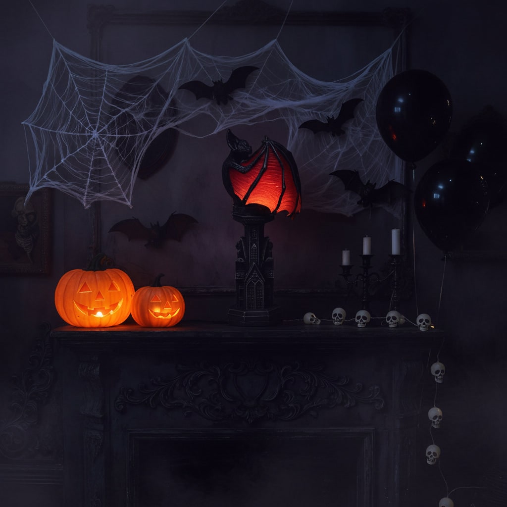 Lampe LED chauve-souris à piles et ailes rouges