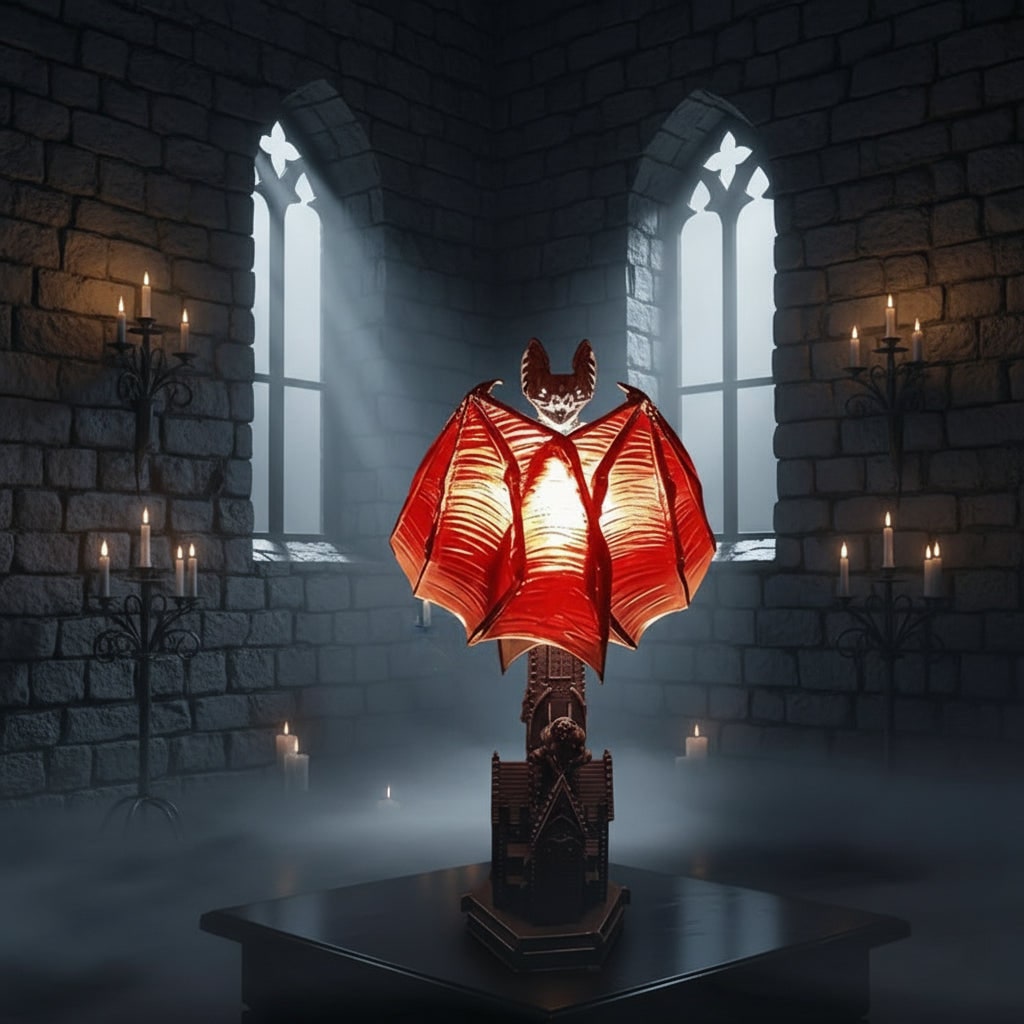 Lampe LED chauve-souris à piles et ailes rouges
