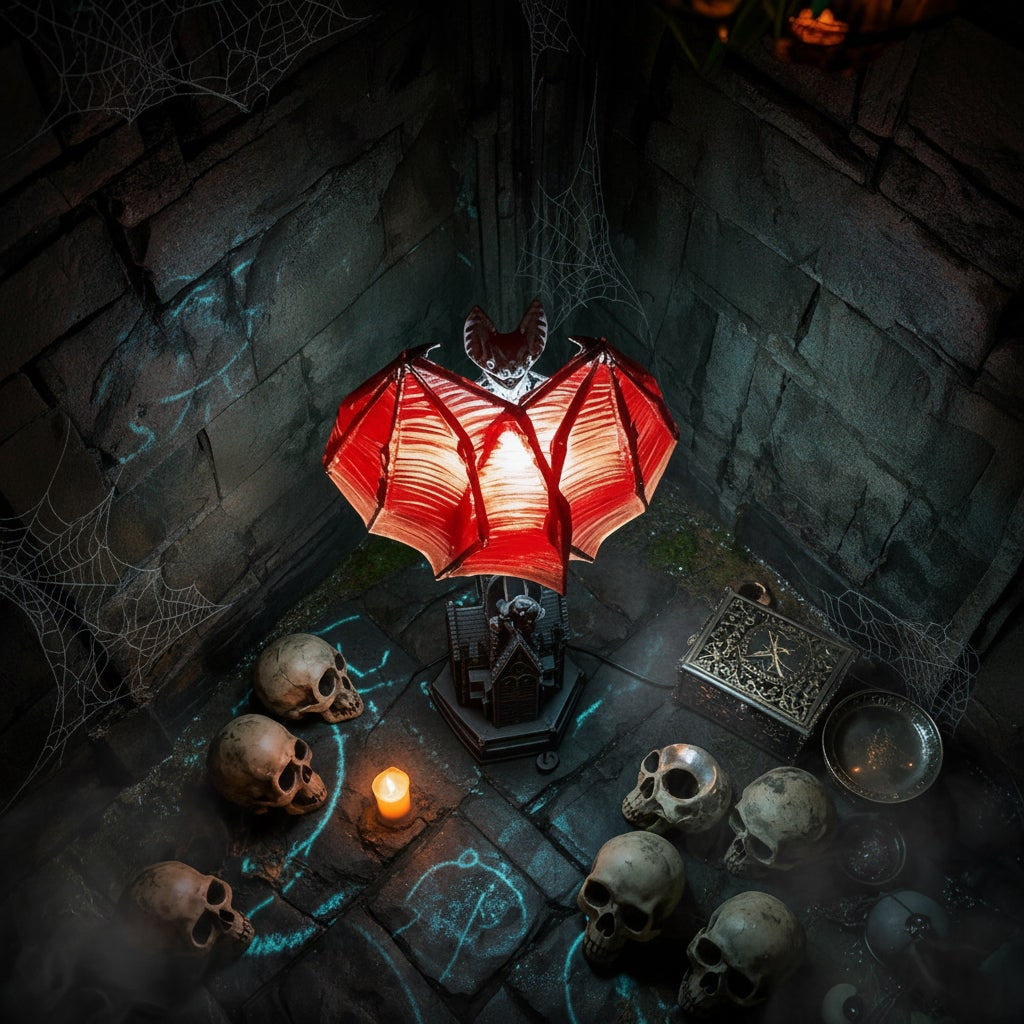 Lampe LED chauve-souris à piles et ailes rouges