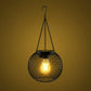Lanterne solaire suspendue en métal grillagé à ampoule LED