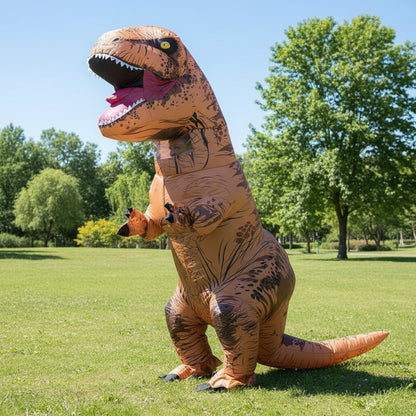 Déguisement adulte de tyrannosaure gonflable avec ventilateur