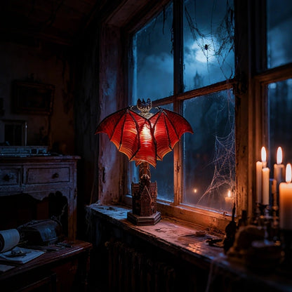 Lampe de table chauve-souris à ailes rouges translucides