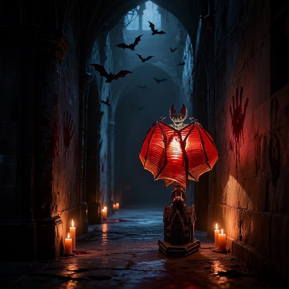 Lampe de table chauve-souris à ailes rouges translucides