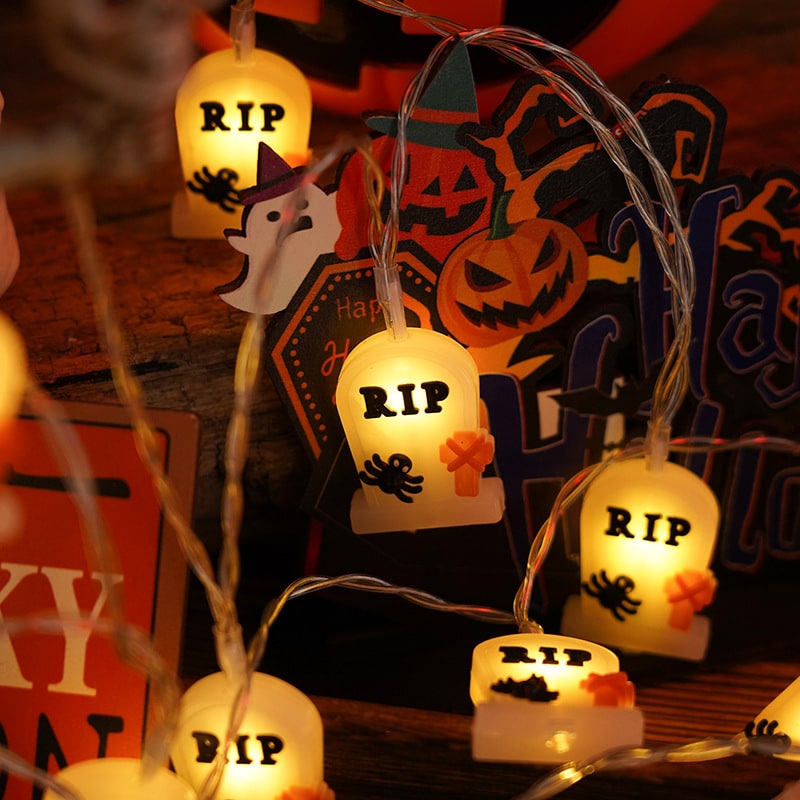 Guirlande LED d'Halloween à piles et motifs décoratifs