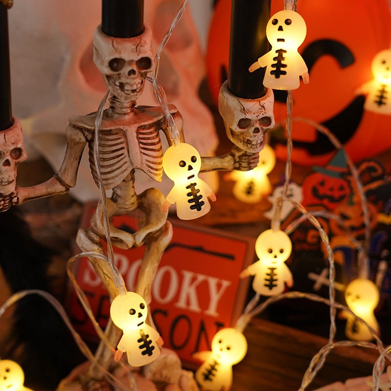 Guirlande LED d'Halloween à piles et motifs décoratifs