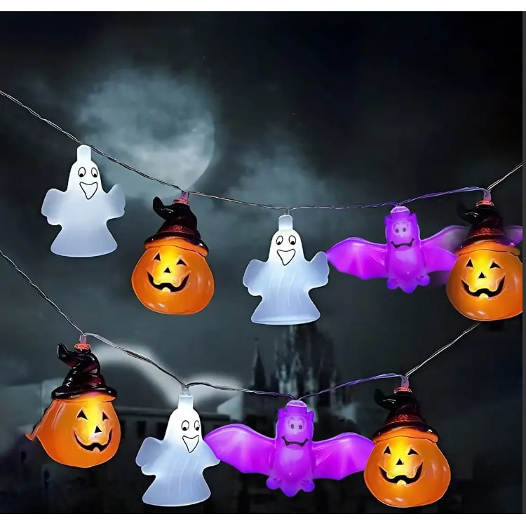 Guirlande lumineuse d'Halloween à LED blanc chaud