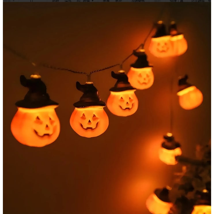Guirlande LED d'Halloween à piles et motifs décoratifs