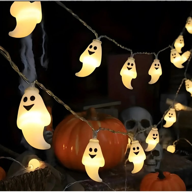Guirlande LED d'Halloween à piles et motifs décoratifs
