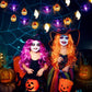 Guirlande LED d'Halloween à citrouilles, fantômes et chauves-souris