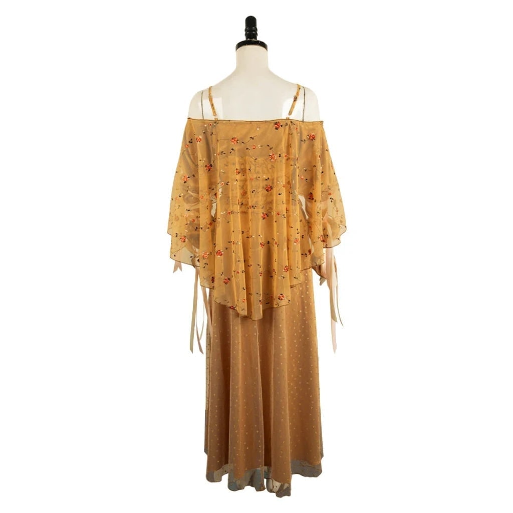 Robe de déguisement médiévale dorée à jupe en tulle