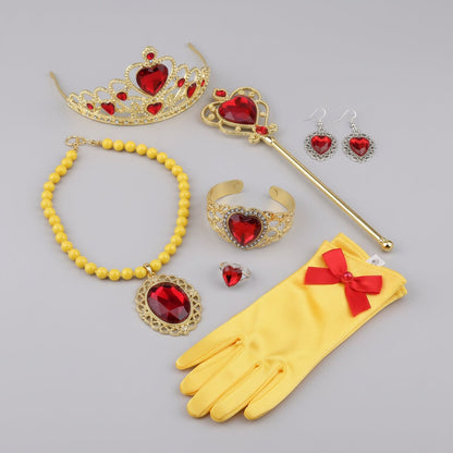 Accessoires de princesse avec diadème, baguette et gants