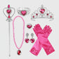 Accessoires de princesse avec diadème, baguette et gants