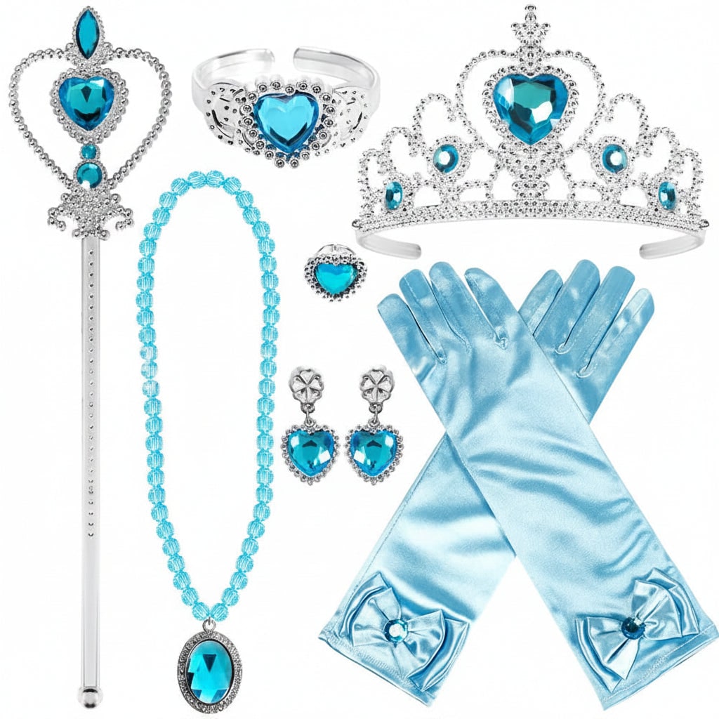 Accessoires de princesse avec diadème, baguette et gants