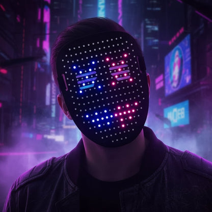 Masque LED intégral rechargeable USB-C à motifs animés