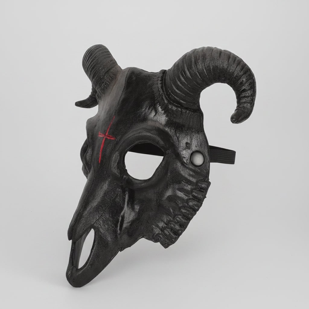 Masque de déguisement crâne de bouc à cornes