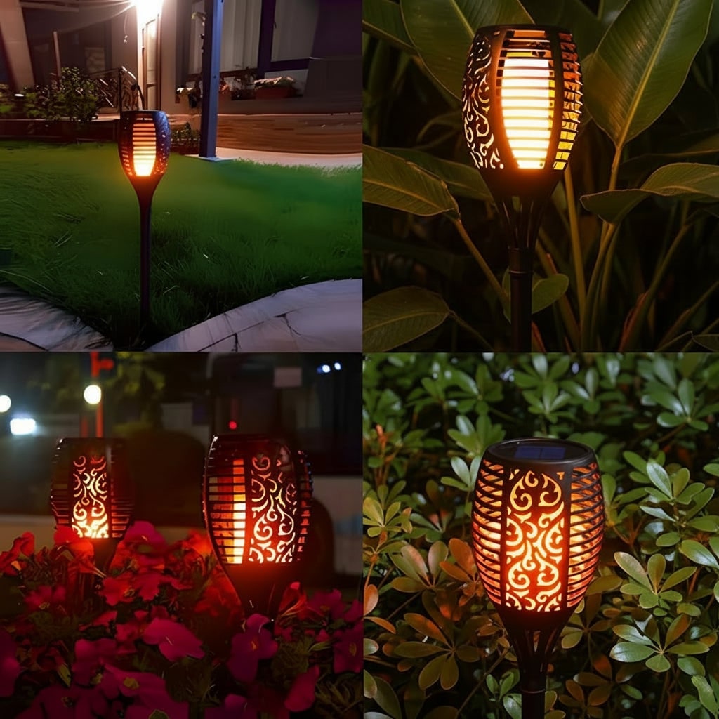 Torche solaire de jardin à LED effet flamme