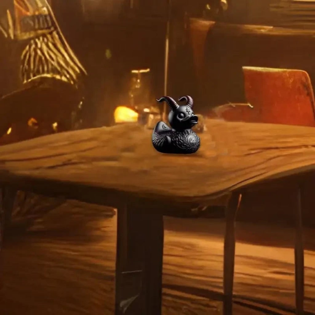 Canard décoratif gothique noir à collier et chaînes