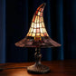 Lampe de table chapeau de sorcière en verre coloré