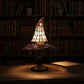 Lampe de table chapeau de sorcière en verre coloré