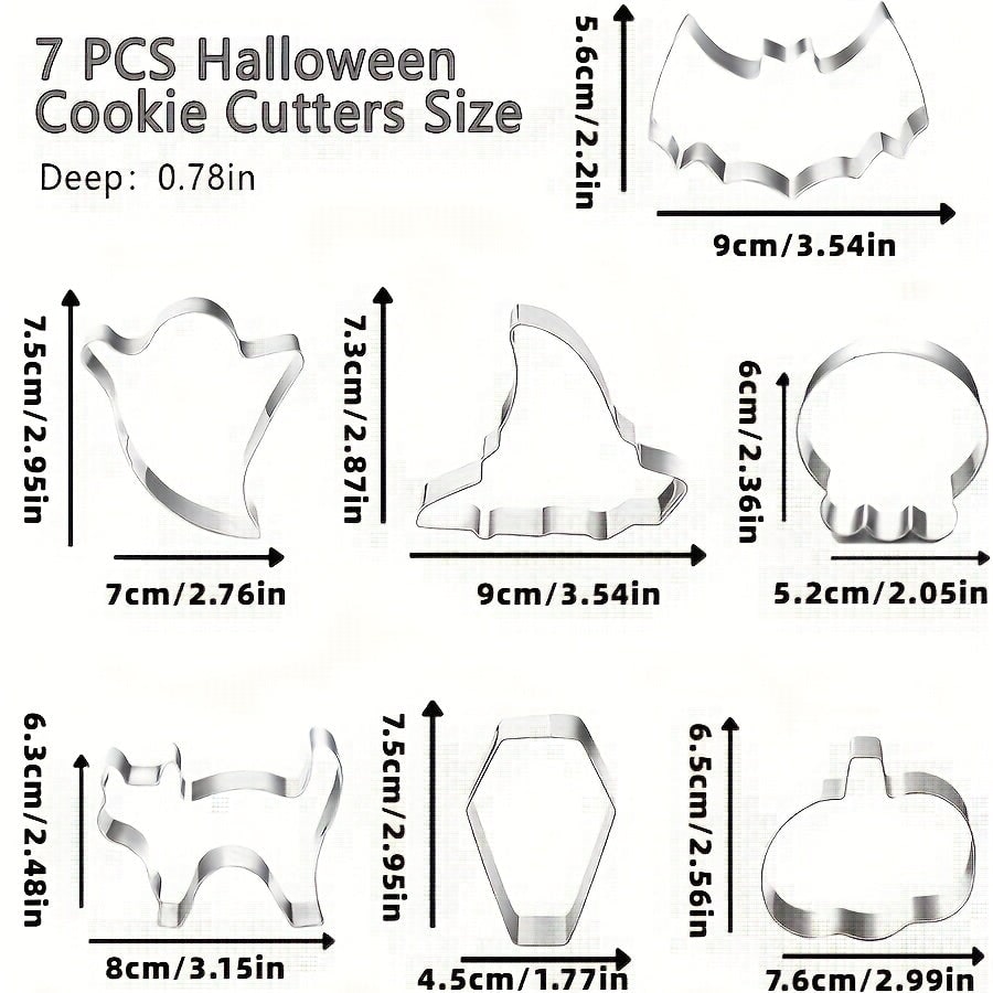 Lot de sept emporte-pièces d'Halloween en acier inoxydable