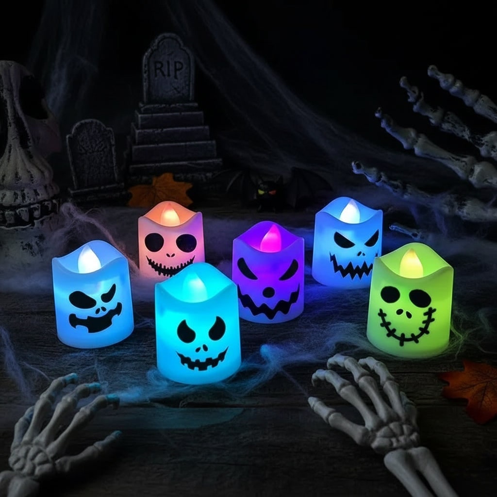 Lot de six bougies chauffe-plat LED d'Halloween à piles