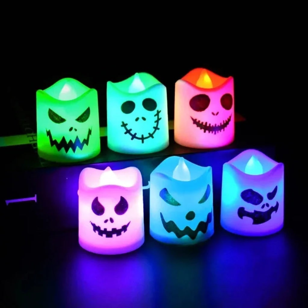 Lot de six bougies chauffe-plat LED d'Halloween à piles