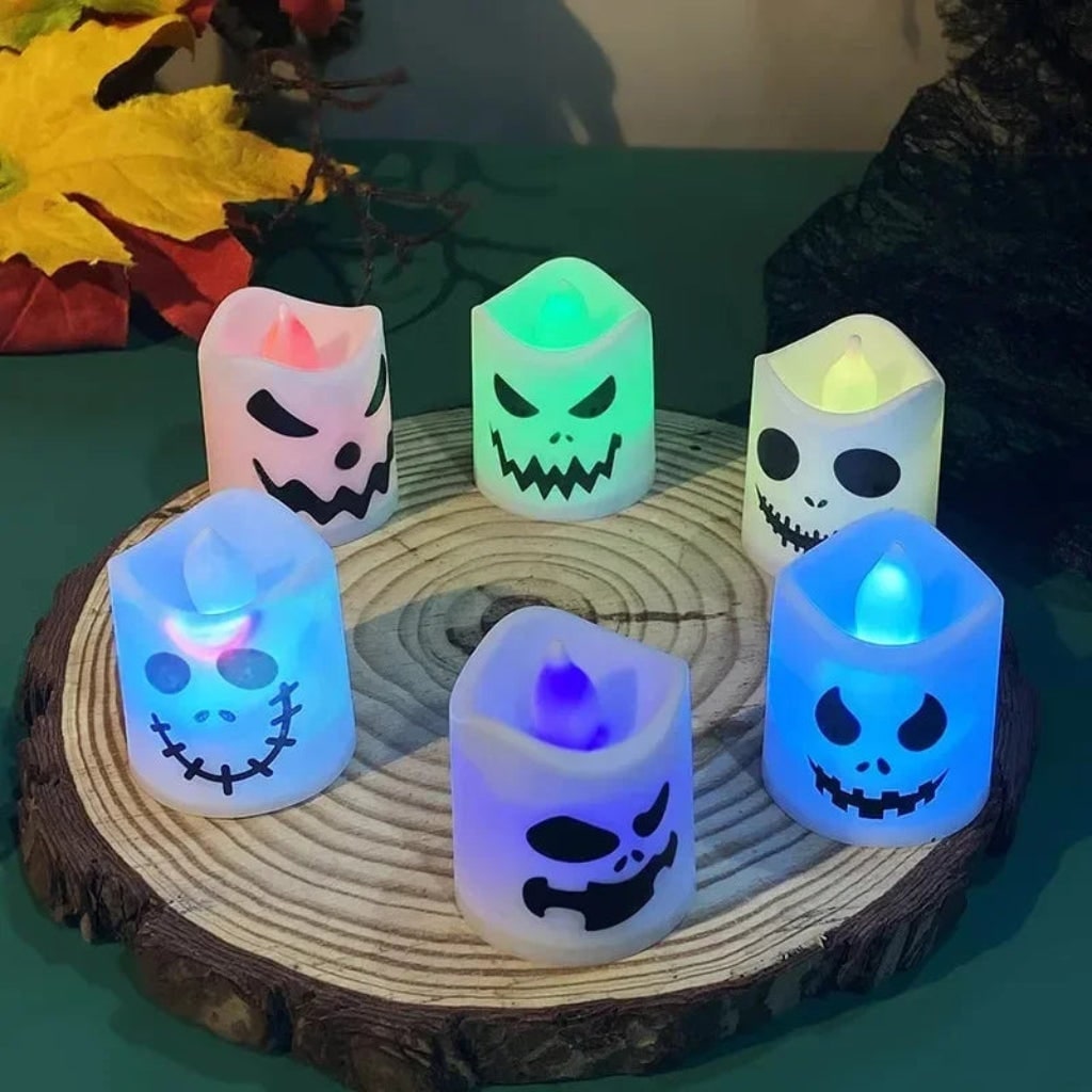 Lot de six bougies chauffe-plat LED d'Halloween à piles
