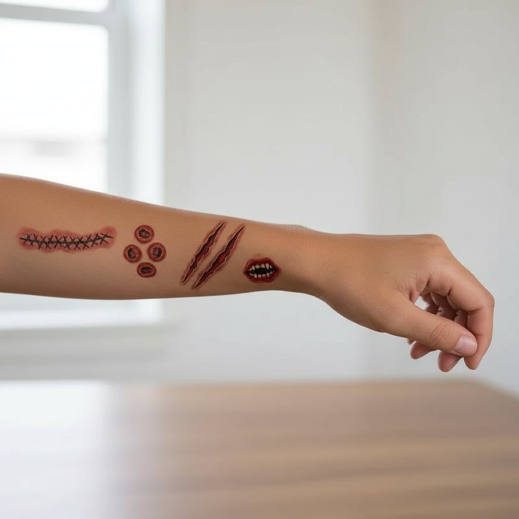 Tatouages temporaires de fausses blessures à transfert à l'eau