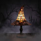 Lampe chapeau de sorcière en verre coloré à tirette