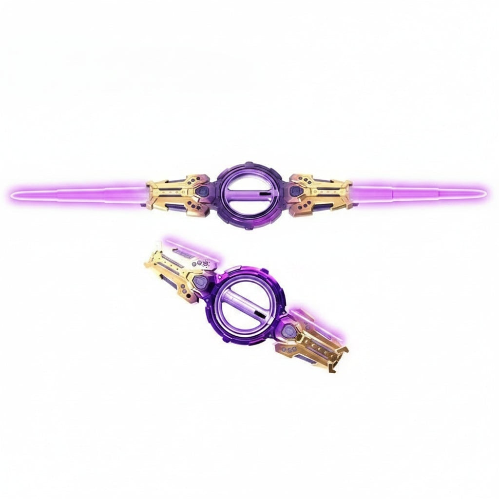 Épée jouet lumineuse double à lames extensibles