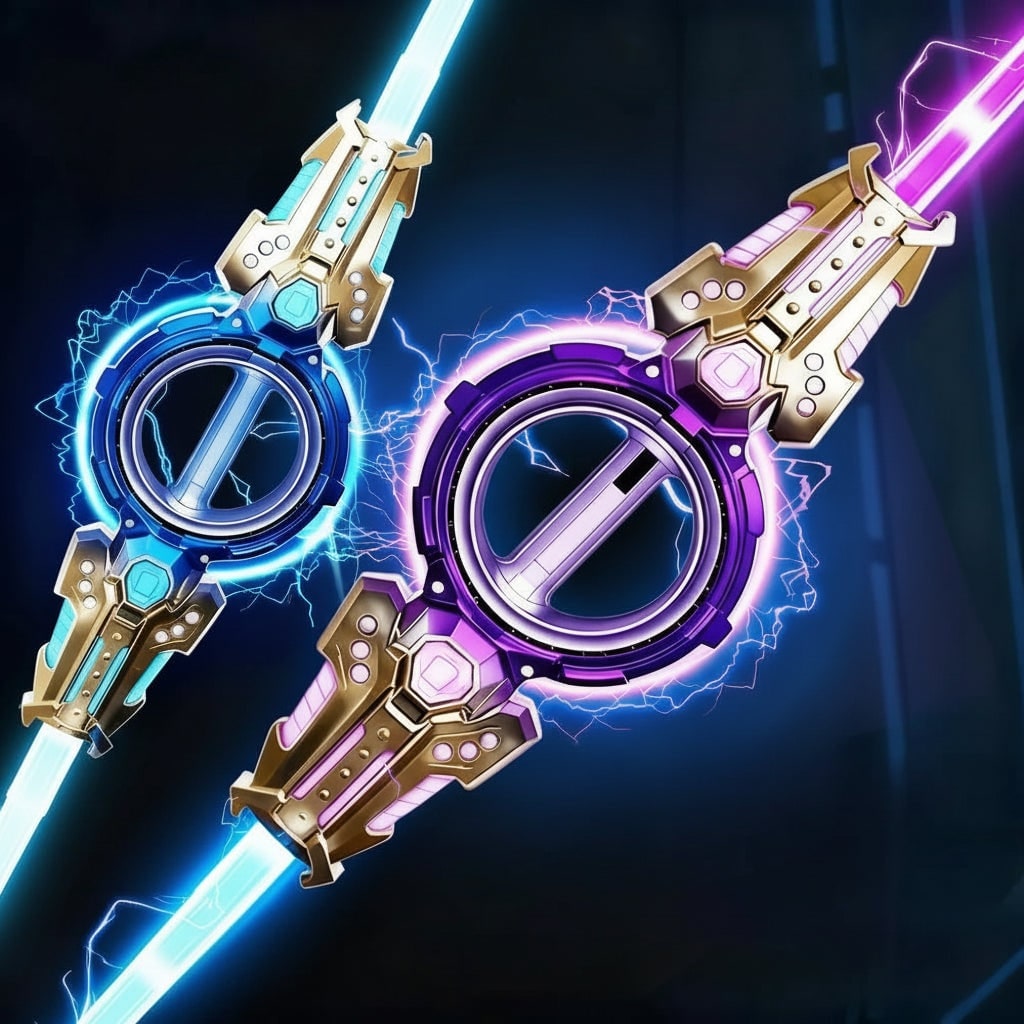 Épée jouet lumineuse double à lames extensibles