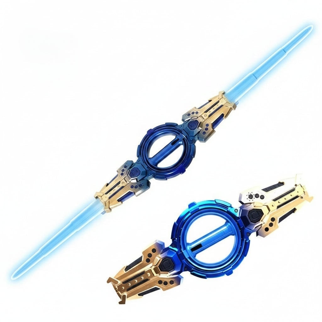 Épée jouet lumineuse double à lames extensibles