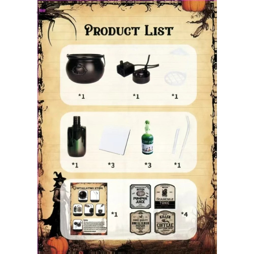 Chaudron décoratif d'Halloween à brume et LED USB