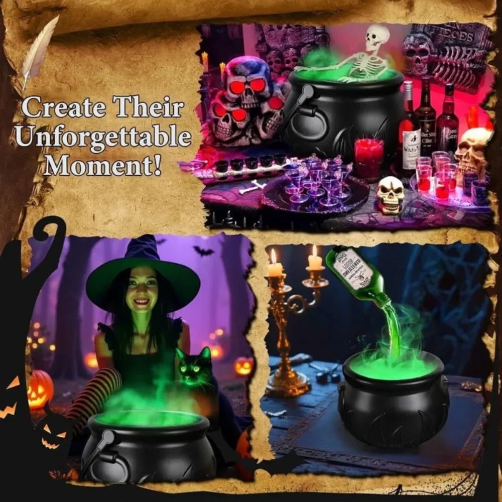 Chaudron décoratif d'Halloween à brume et LED USB
