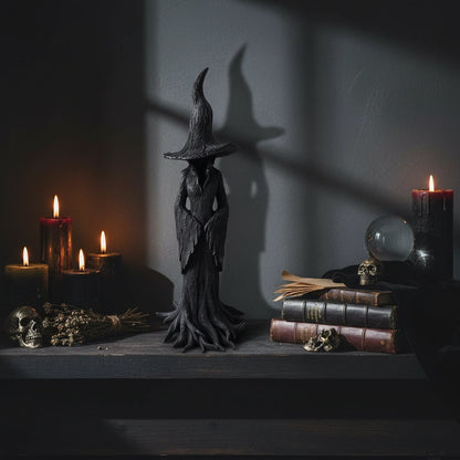 Figurine de sorcière en résine à base de racines