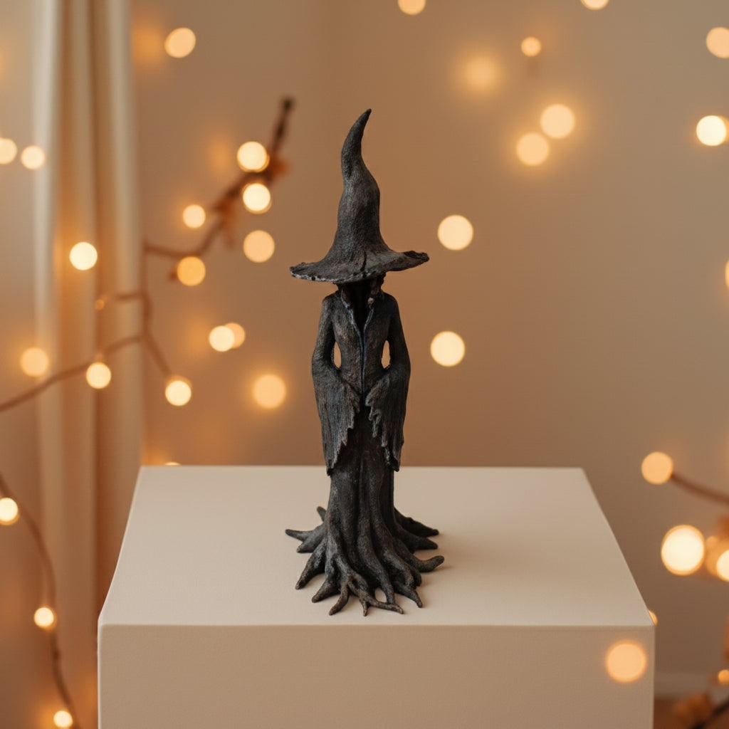 Figurine de sorcière en résine à base de racines