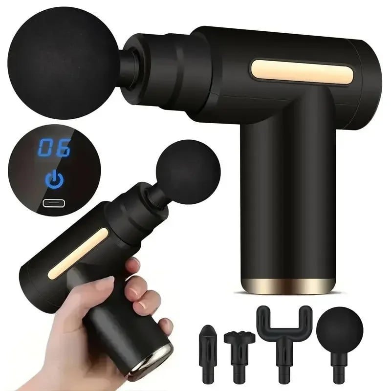 Mini pistolet de massage à quatre têtes et écran LED