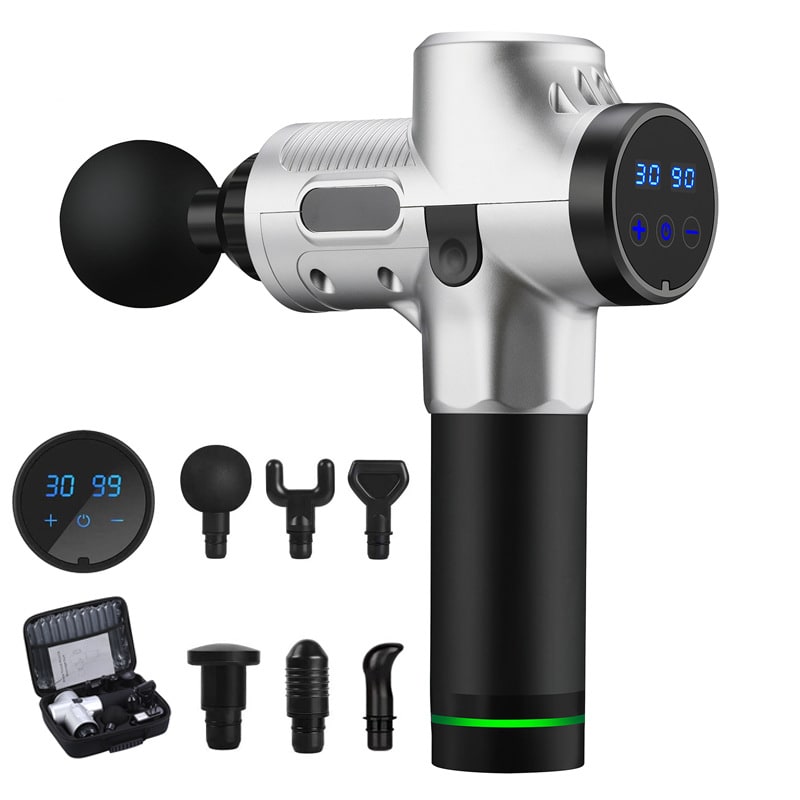 Pistolet de massage rechargeable à six têtes avec mallette