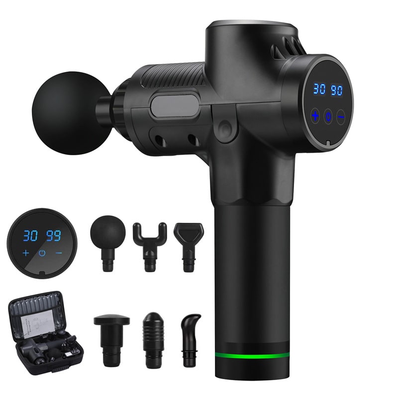 Pistolet de massage rechargeable à six têtes avec mallette