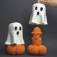 Figurine fantôme citrouille au crochet en polyester