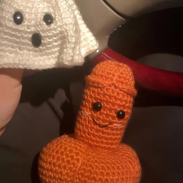 Figurine fantôme citrouille au crochet en polyester