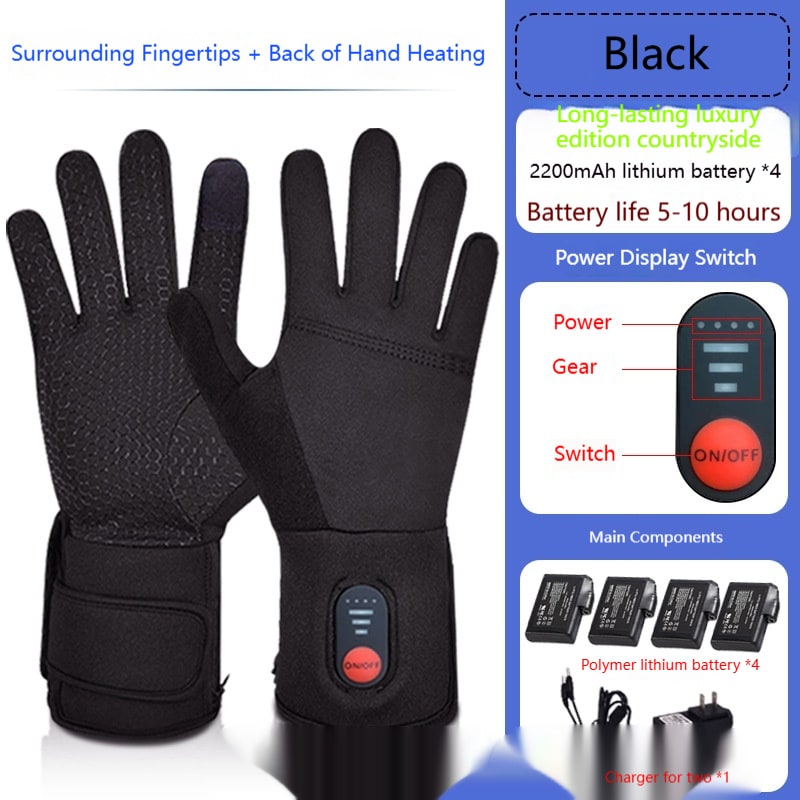Gants chauffants tactiles avec batterie et chargeur double