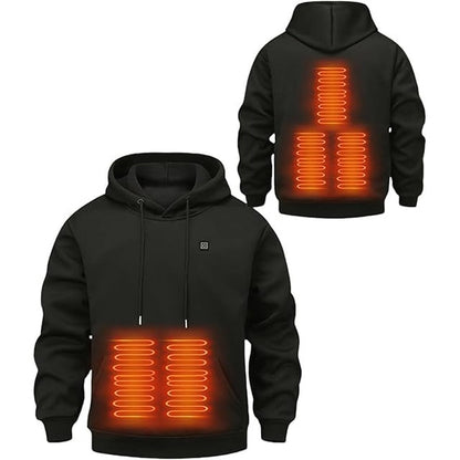 Veste chauffante zippée à capuche, cinq zones USB