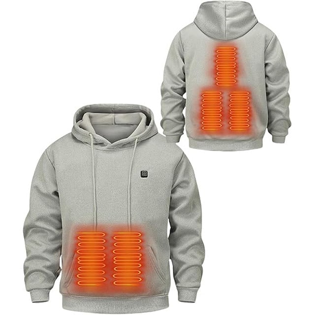Veste chauffante zippée à capuche, cinq zones USB